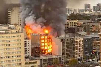 Burning Building Collapses In Sydney